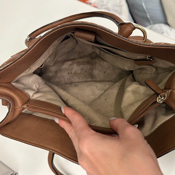 Michael Kors Hamilton Whipped Stitch Brown Leather Handbag - Picture 8 of 9